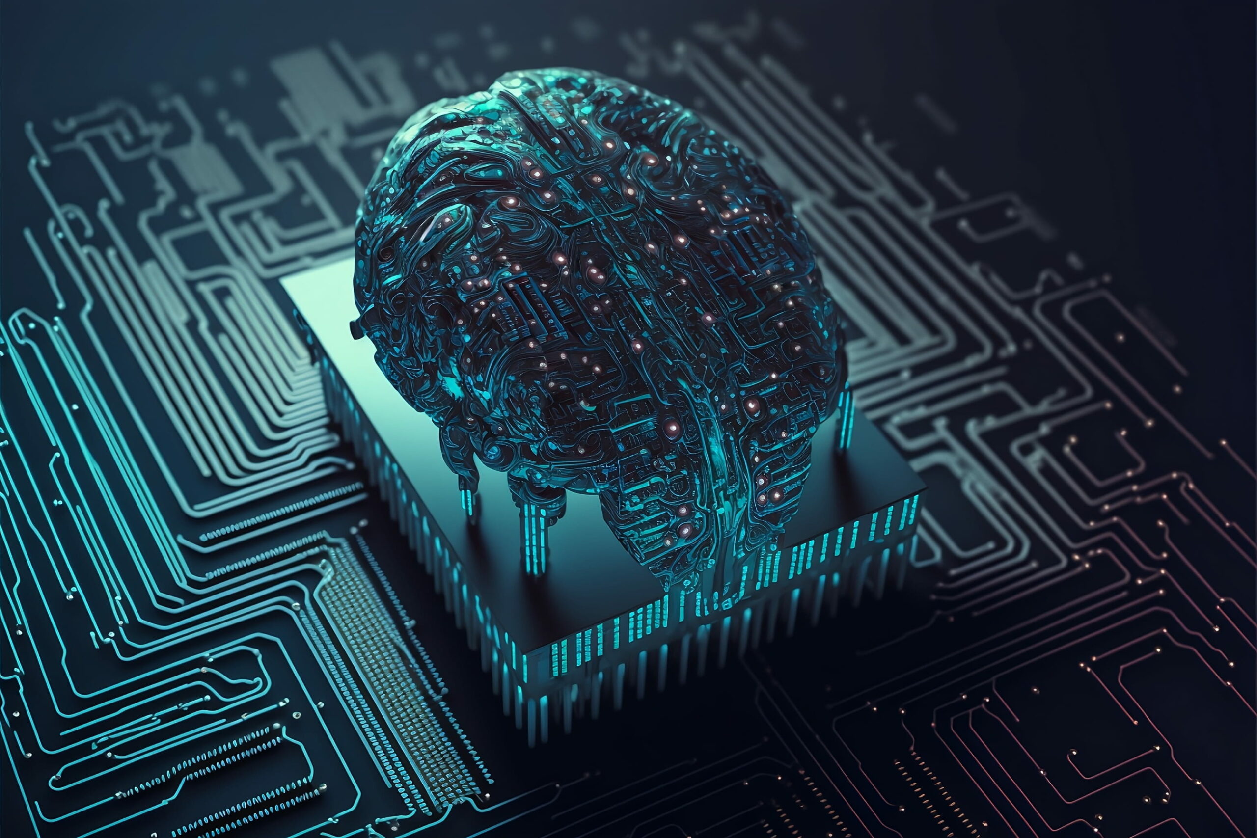 Background image shows networked brain with circuits